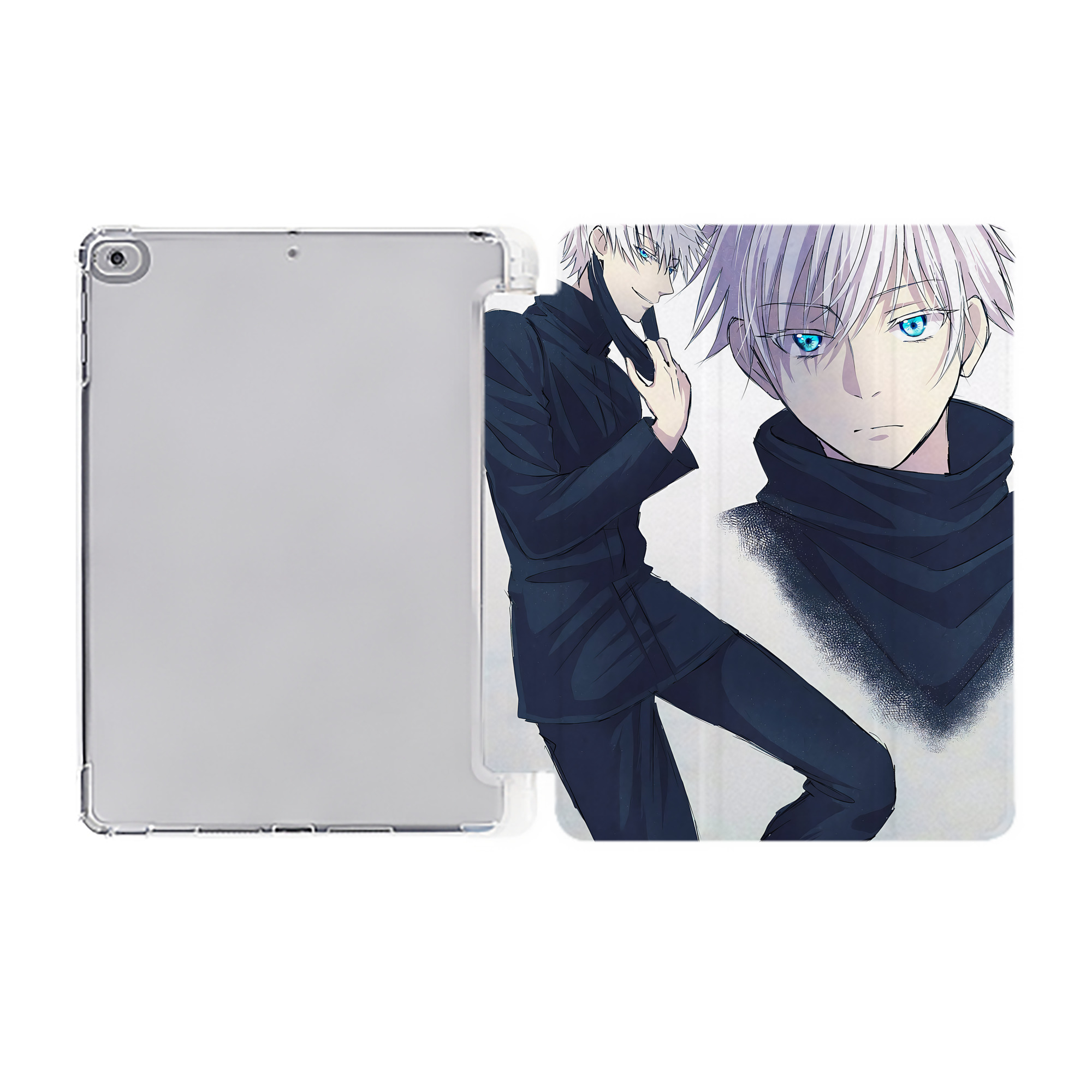 （画像用） 呪術廻戦 Jujutsu Kaisen IPad ケース ペン収納付き 三つ折りスタンド PUレザー×シリコン 対応機種9.5/10.5/10.9インチ
